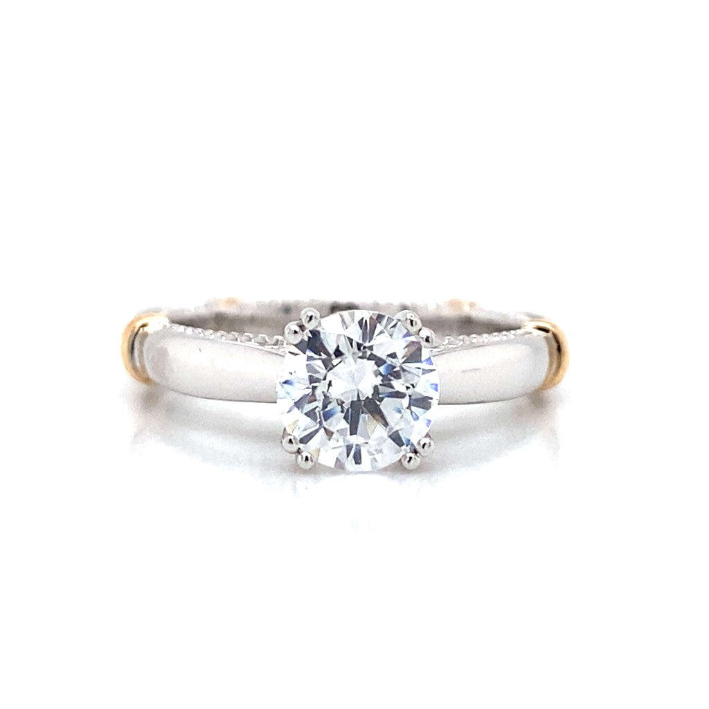 Verragio Solitaire Milgrain Engagement Ring in 18K White & Rose Gold