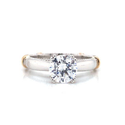 Verragio Solitaire Milgrain Engagement Ring in 18K White & Rose Gold