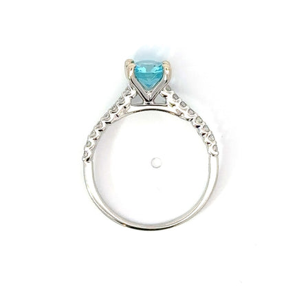 Side Stone Engagement Ring in 14K White Gold