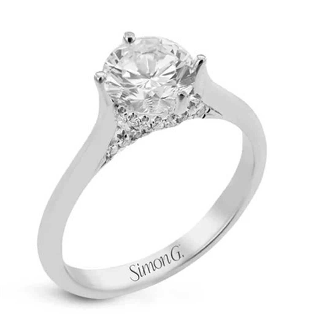 Hidden Halo Engagement Ring in 18K White Gold