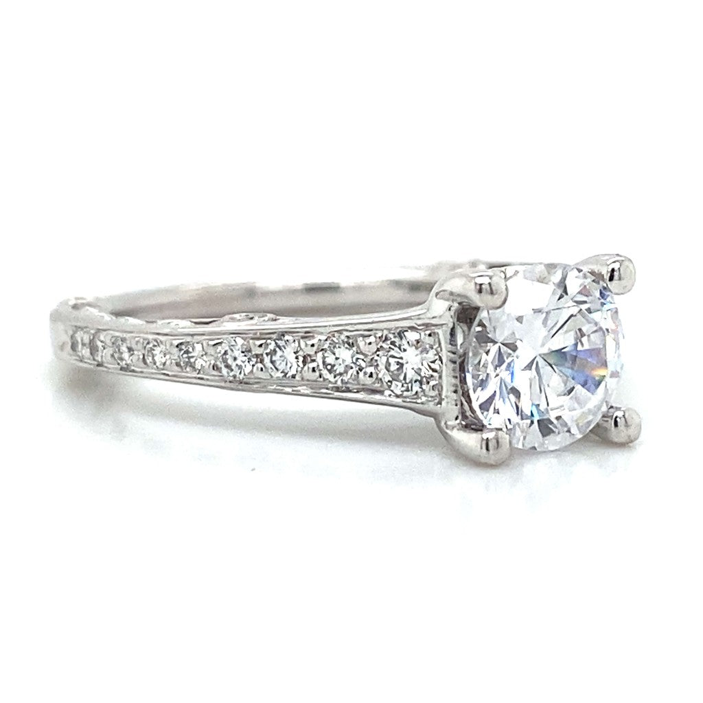 Ritani Pave Graduating Engagement Ring in 18K White Gold