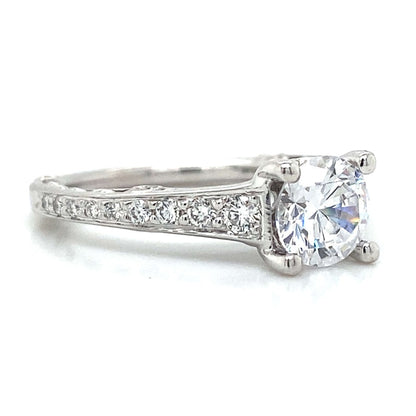 Ritani Pave Graduating Engagement Ring in 18K White Gold