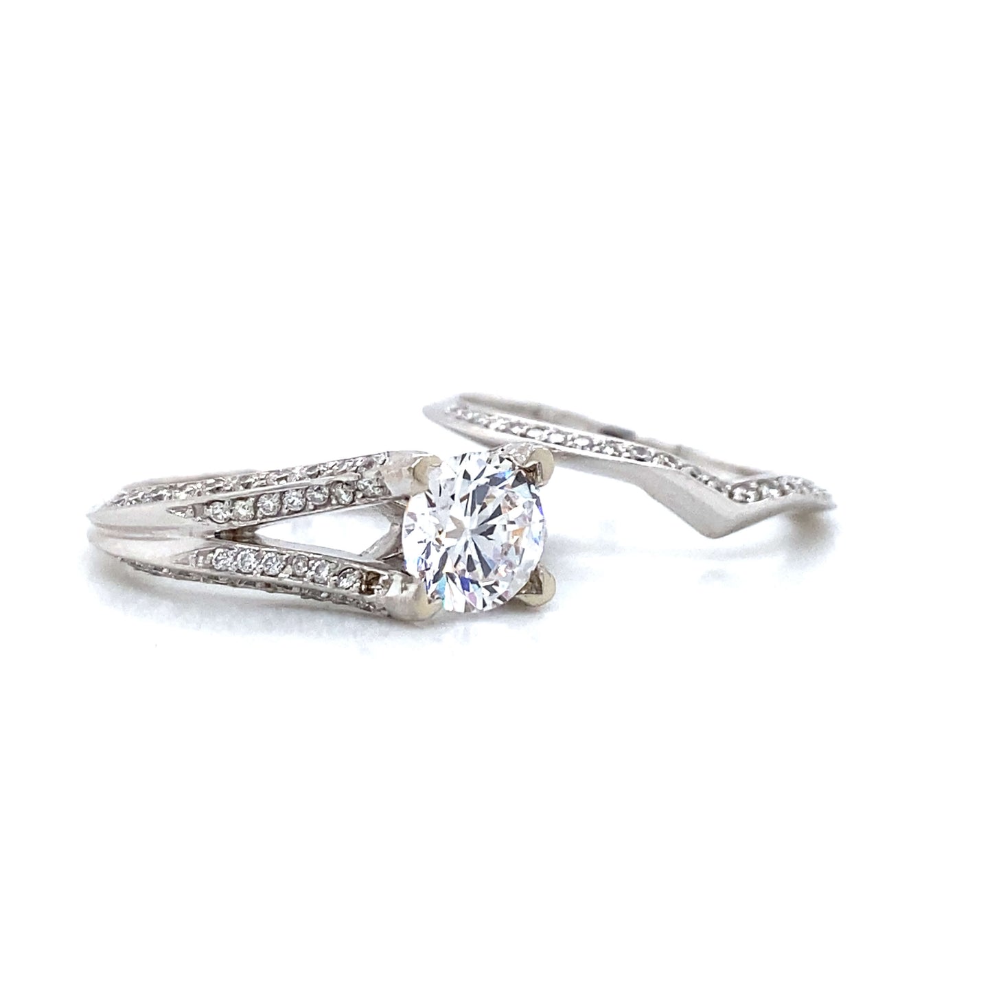 Pave Engagement Set in 14K White Gold