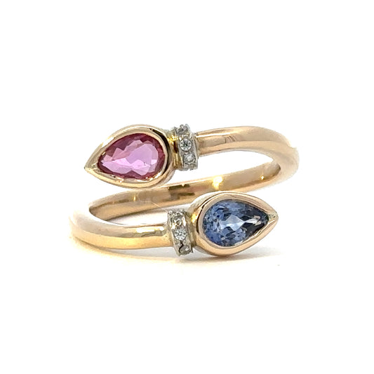 Open Shank Sapphire Ring in 14K Yellow & White Gold