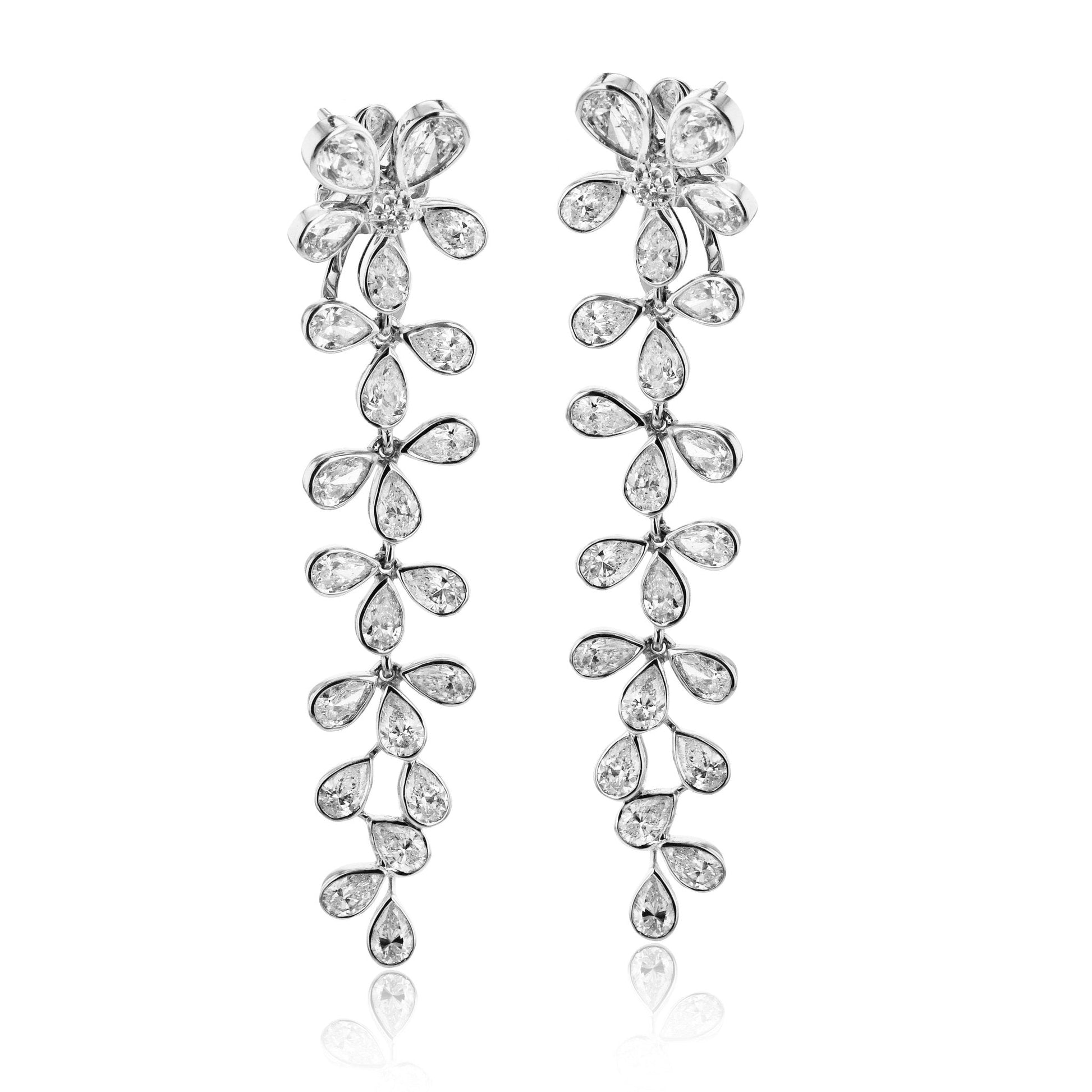 Flower Drop Earrings in 18k Gold with Diamonds - Simon G. Jewelry