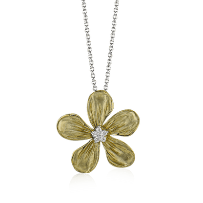 Flower Pendant Necklace in 18k Gold with Diamonds - Simon G. Jewelry