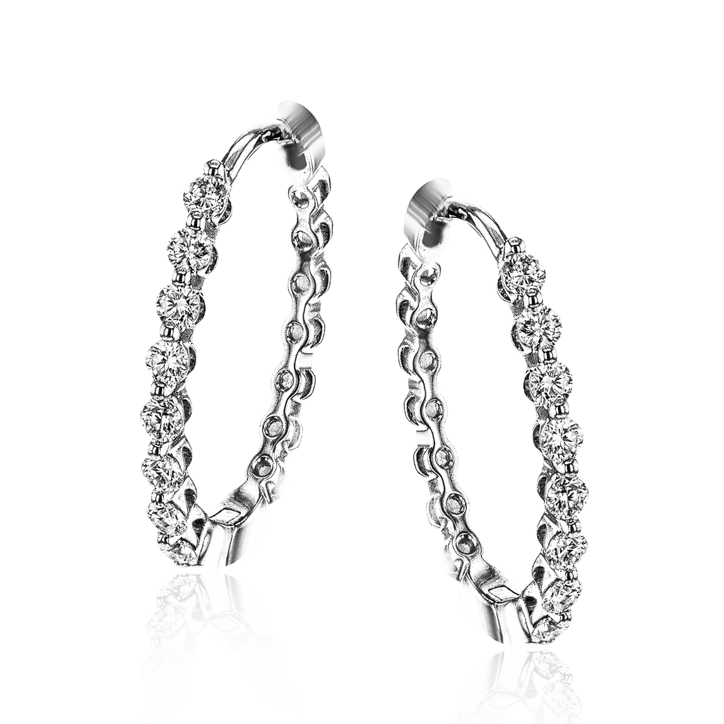 Hoop Earrings in 18k Gold with Diamonds - Simon G. Jewelry