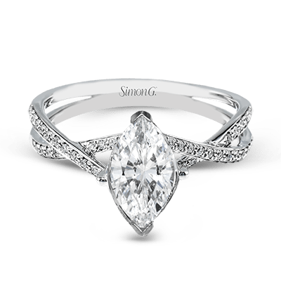 Marquise-cut Criss-cross Engagement Ring & Matching Wedding Band in 18k Gold with Diamonds