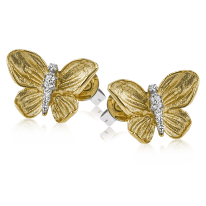 Monarch Butterfly Earrings in 18k Gold with Diamonds - Simon G. Jewelry
