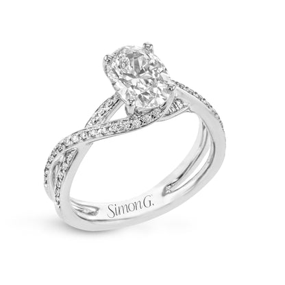 Oval-cut Criss-cross Engagement Ring & Matching Wedding Band in 18k Gold with Diamonds