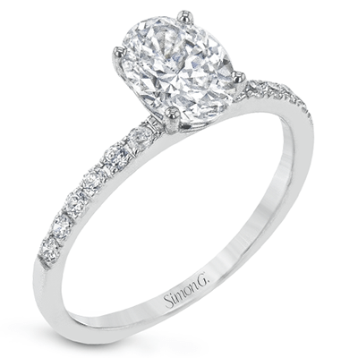 Oval - cut Engagement Ring & Matching Wedding Band in 18k Gold with Diamonds - Simon G. Jewelry