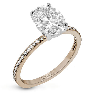 Oval - cut Engagement Ring & Matching Wedding Band in 18k Gold with Diamonds - Simon G. Jewelry