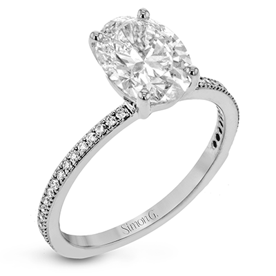 Oval - cut Engagement Ring & Matching Wedding Band in 18k Gold with Diamonds - Simon G. Jewelry