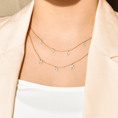 Personalized Initial Necklace in 18k Gold with Diamonds