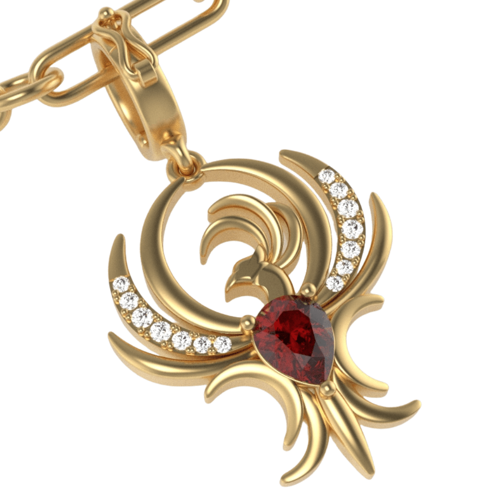 Phoenix Ruby Charm in 18k Gold with Diamonds