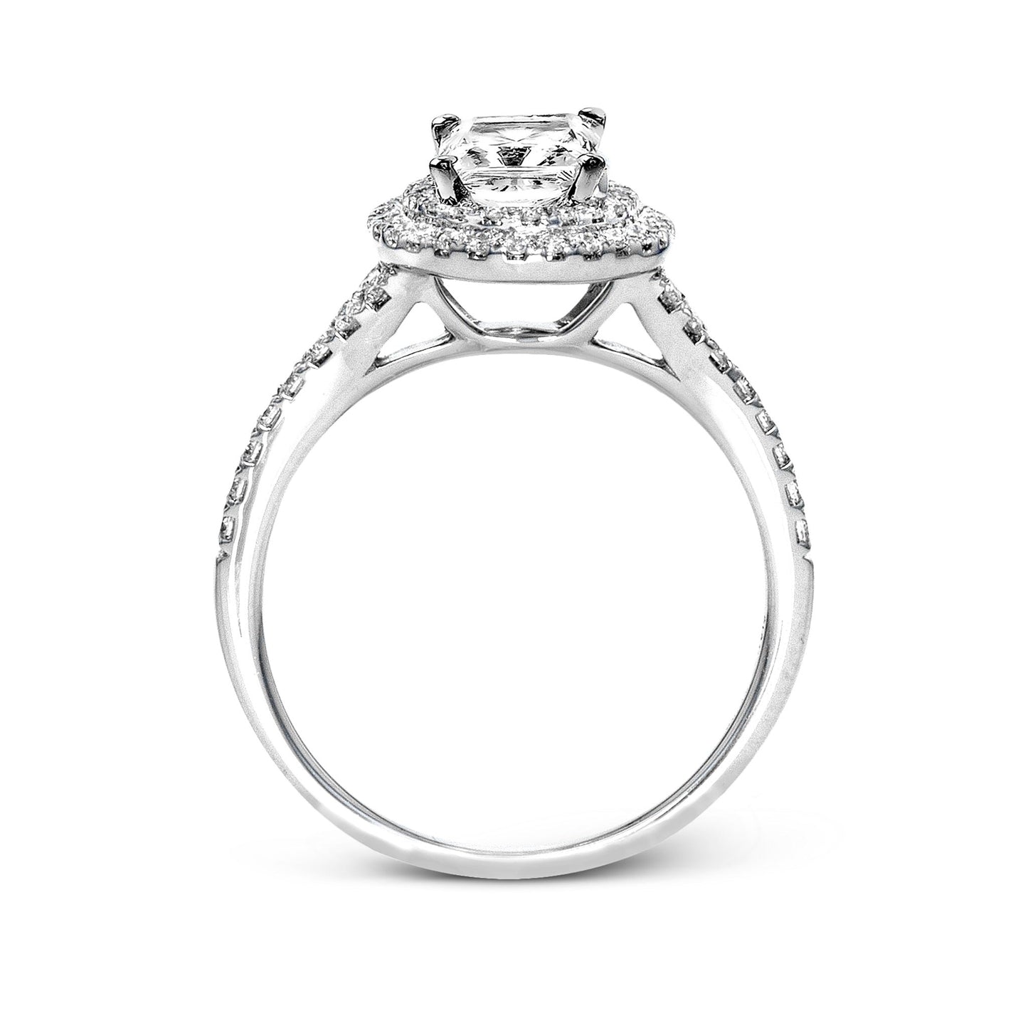 Princess-Cut Double-Halo Engagement Ring In 18k Gold With Diamonds