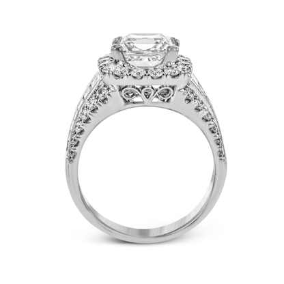 Princess-Cut Halo Engagement Ring In 18k Gold With Diamonds