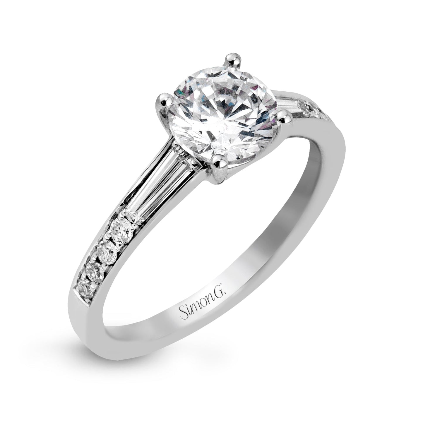 Round - cut Engagement Ring 18k Gold with Diamonds - Simon G. Jewelry