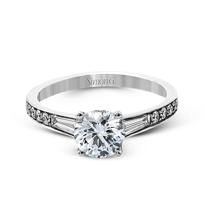 Round - cut Engagement Ring & Matching Wedding Band in 18k Gold with Diamonds - Simon G. Jewelry
