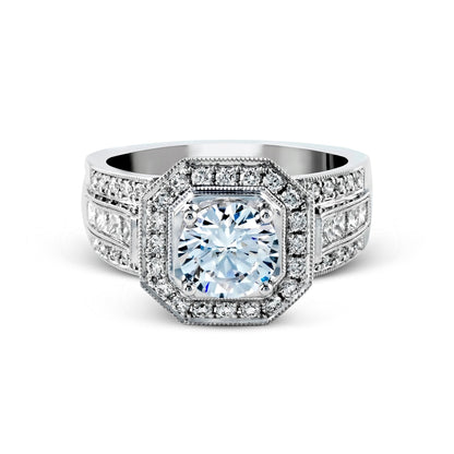 Round - cut Halo Engagement Ring in 18k Gold with Diamonds - Simon G. Jewelry