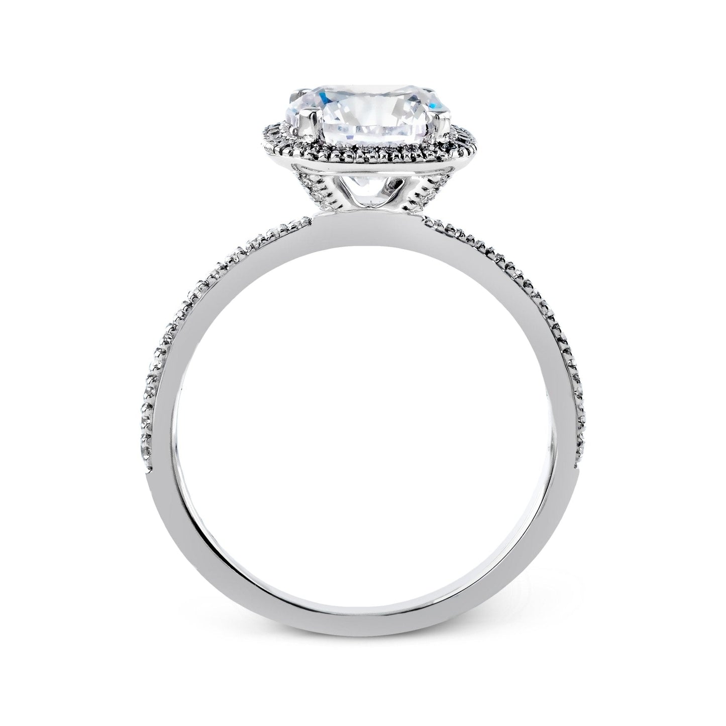 Round-cut Halo Engagement Ring & Matching Wedding Band in 18k Gold with Diamonds