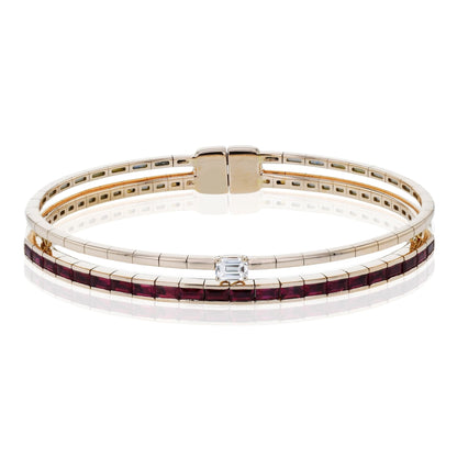 Ruby Bangle in 18k Gold with Diamonds - Simon G. Jewelry