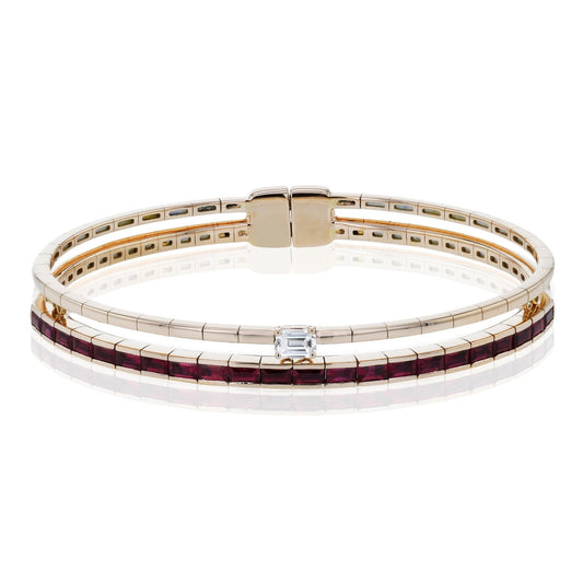 Ruby Bangle in 18k Gold with Diamonds - Simon G. Jewelry