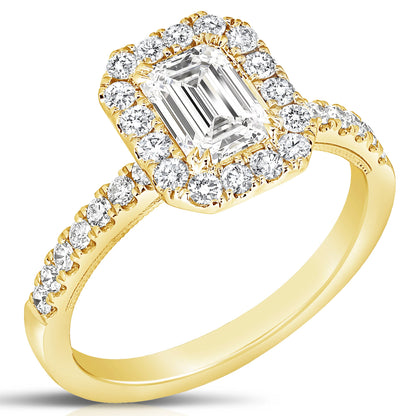 1 Ct Emerald Cut Complete Engagement Ring