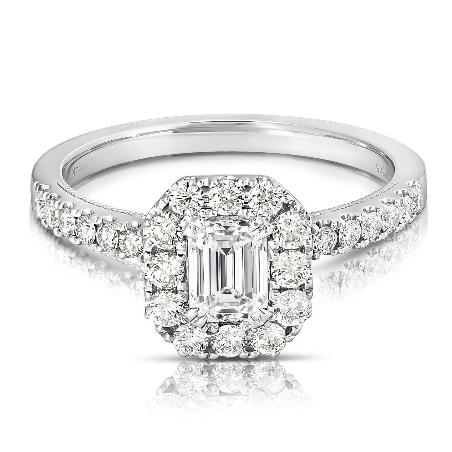 1/2 Ct Emerald Cut Complete Engagement Ring