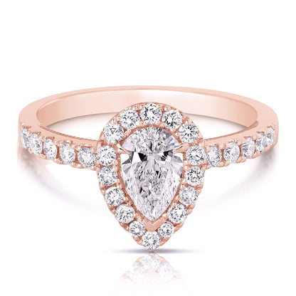 1/2 Ct Pear Shape Complete Engagement Ring