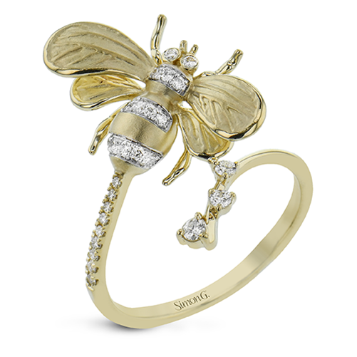 Bee Fashion Ring In 18k Gold With Diamonds