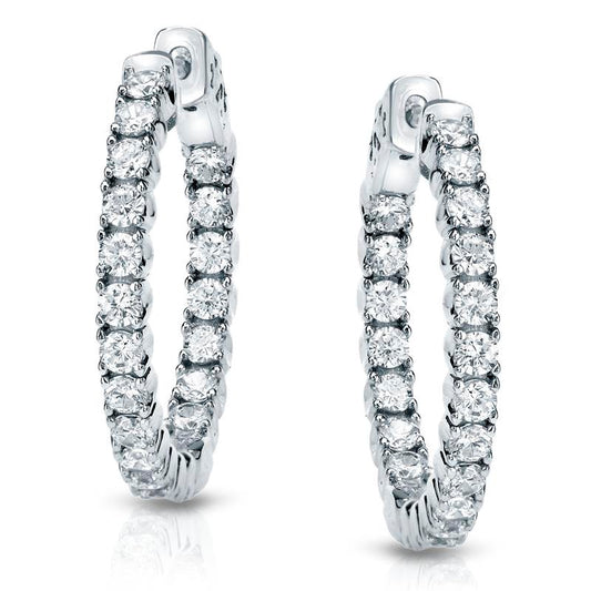 Lab Grown Medium Trellis-style Round Diamond Hoop Earrings in 14k White Gold 1.75 ct. tw. (F-G, VS), 1.54 inch