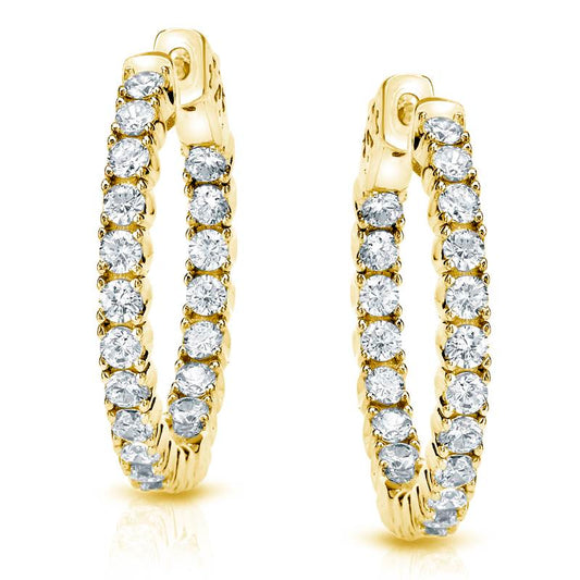 Lab Grown Large Round Diamond Hoop Earrings in 14k White Gold 8.00 ct. tw. (F-G, VS), 2.00 inch