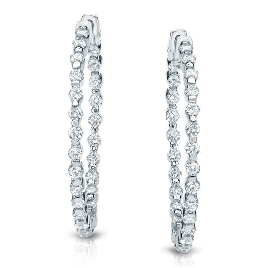 Lab Grown Extra Large Inside-Out Round Diamond Hoop Earrings in 14k White Gold 3.00 ct. tw. (F-G, VS), 2.25 inch