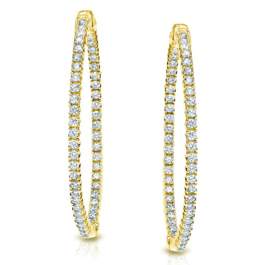 Lab Grown Medium Round Diamond Hoop Earrings in 14k Yellow Gold 2.00 ct. tw. (F-G, VS), 1.76 inch
