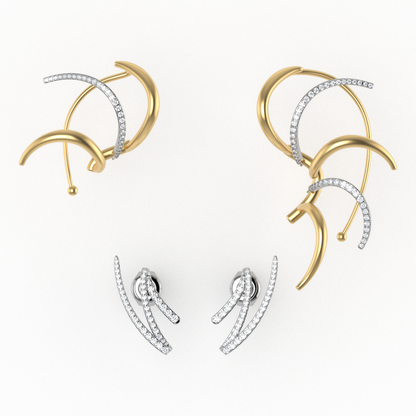 Rays of the Sun Earring Set in 18k Gold with Diamonds
