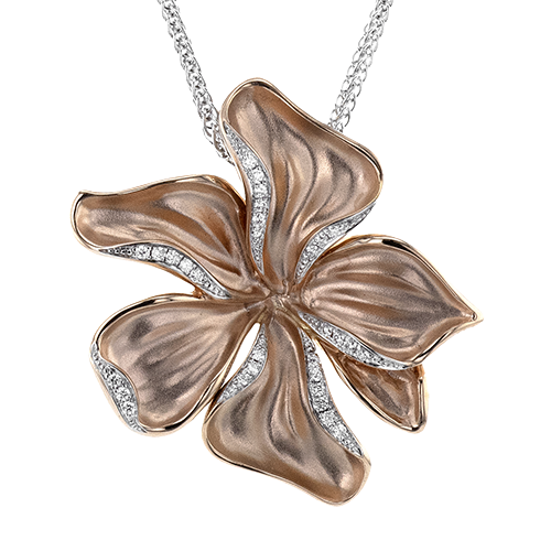 Flower Pendant Necklace in 18k Gold with Diamonds