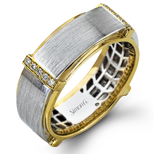 Men's Wedding Band In 14k Or 18k Gold with Diamonds