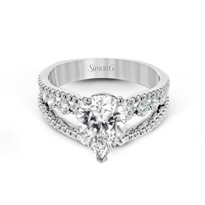Pear-Cut Split-Shank Engagement Ring In 18k Gold With Diamonds