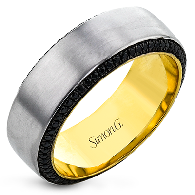 Men's Wedding Band In 14k Gold With Black Diamonds