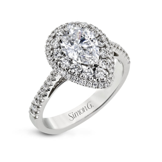 Pear-Cut Double-Halo Engagement Ring In 18k Gold With Diamonds