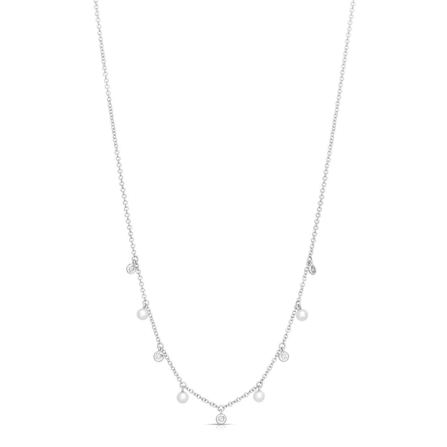 Dangling Pearl And Diamond Necklace