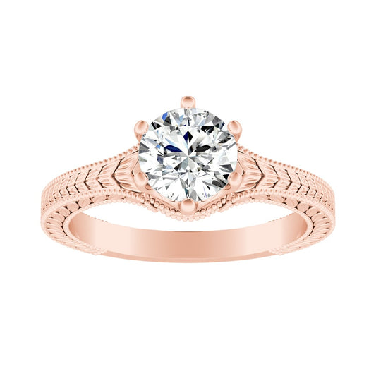 REAGAN Vintage Style Solitaire Lab Grown Diamond Engagement Ring