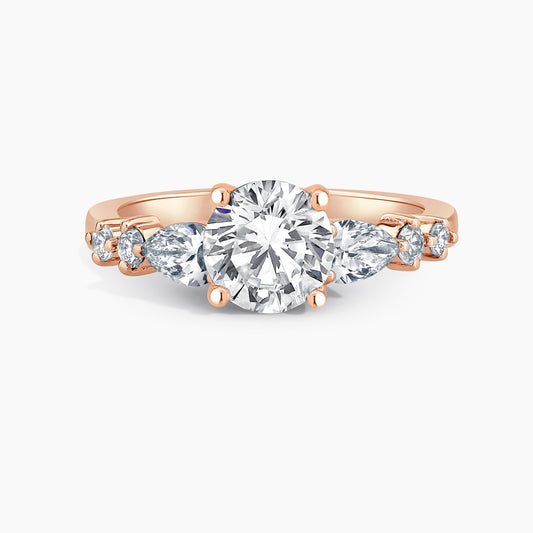 ESMAE Enchanting Lab Grown Diamond Pear Side Stone Engagement Ring