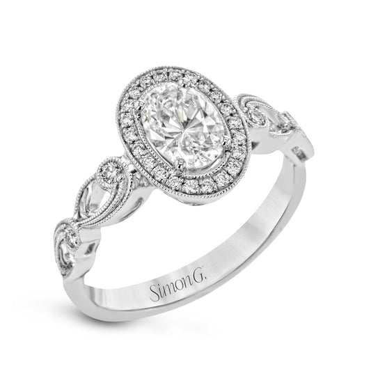 Oval-Cut Halo Engagement Ring In 18k Gold With Diamonds