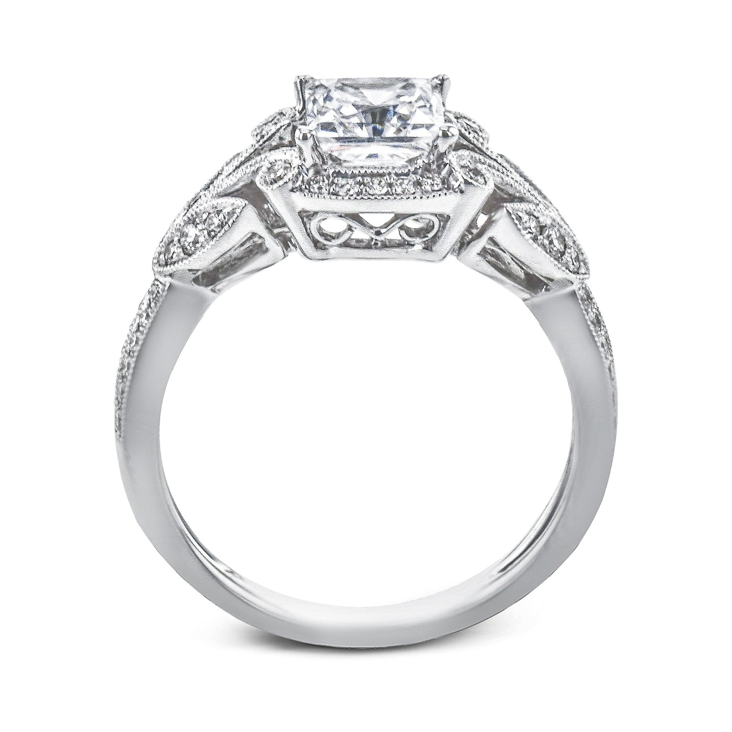 Princess-Cut Halo Engagement Ring In 18k Gold With Diamonds