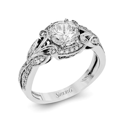 Round-Cut Halo Engagement Ring In 18k Gold With Diamonds