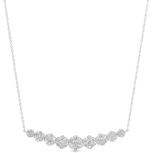 GRADUATED 9 STONE FLOWER CLUSTER 1.50 TCW NECKLACE